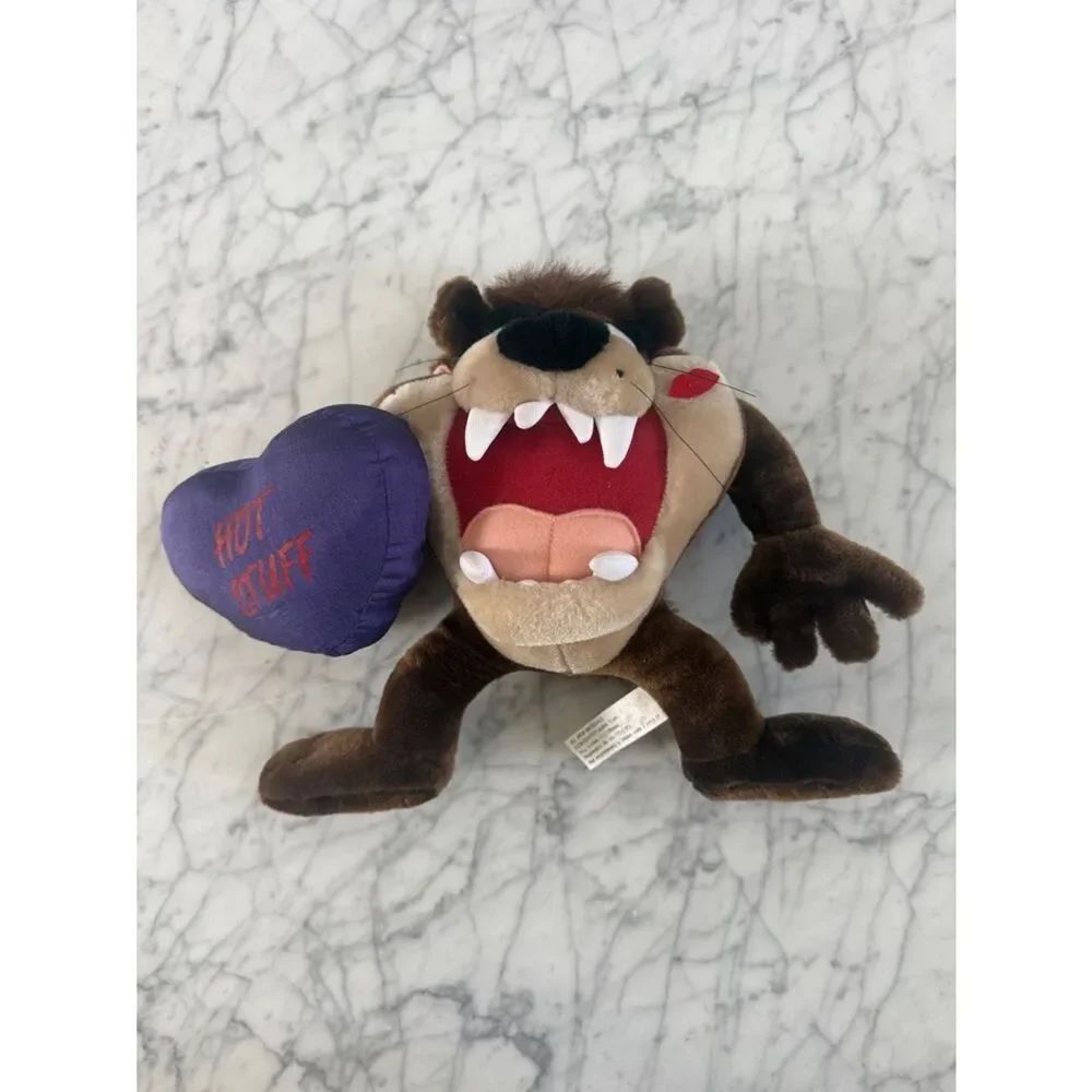NWT 1990s Tasmanian Devil Looney Tunes Plush Purple 'Hot Stuff' Heart